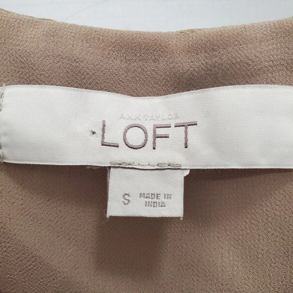 Ann Taylor LOFT Women's Dark‎ Khaki Boxy Sequin Short Sleeve Blouse Top Size S - Picture 5 of 7